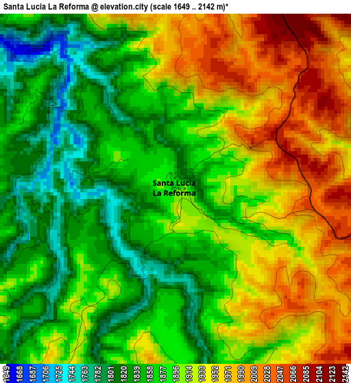Santa Lucia La Reforma elevation map