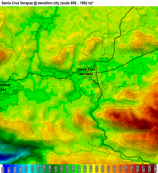 Santa Cruz Verapaz elevation map