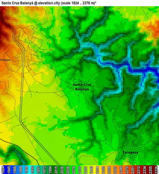 Santa Cruz Balanyá elevation map