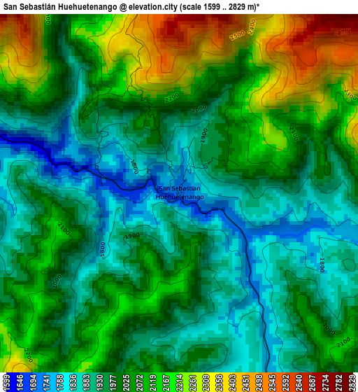 San Sebastián Huehuetenango elevation map