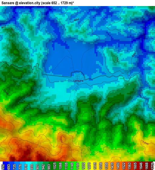 Sansare elevation map