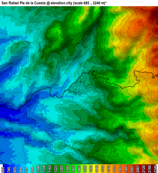 San Rafael Pie de la Cuesta elevation map