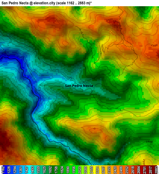 San Pedro Necta elevation map