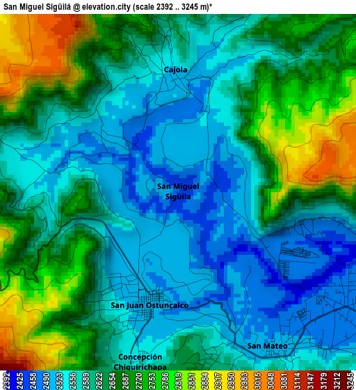 San Miguel Sigüilá elevation map