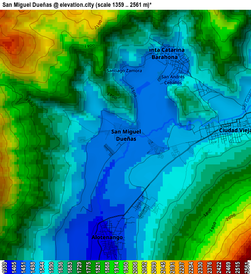 San Miguel Dueñas elevation map