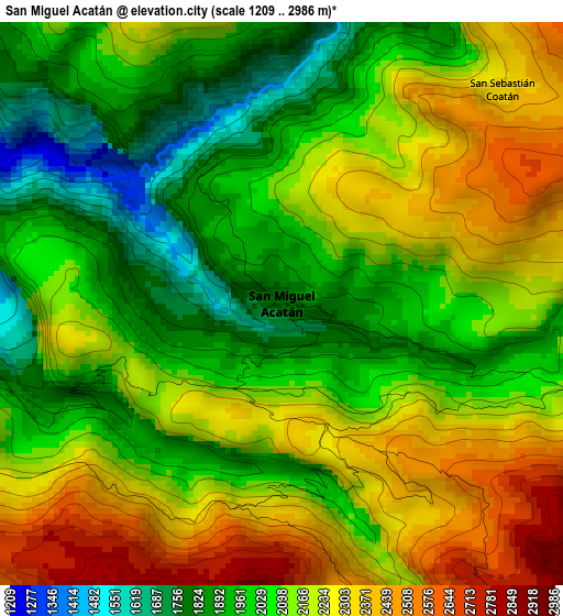 San Miguel Acatán elevation map