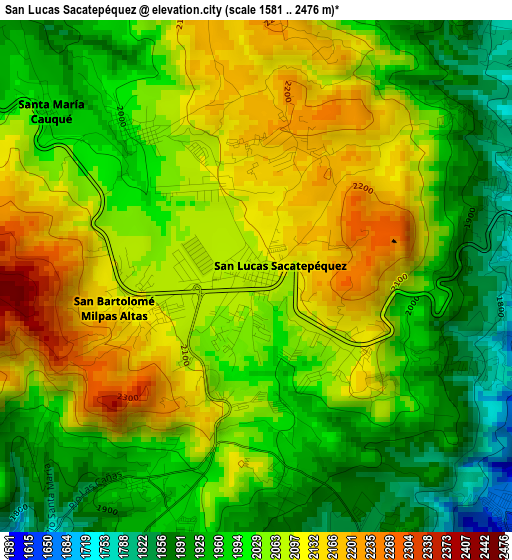 San Lucas Sacatepéquez elevation map