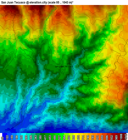 San Juan Tecuaco elevation map