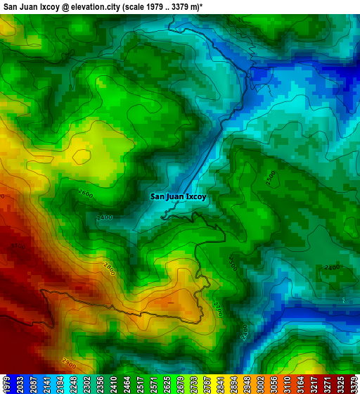 San Juan Ixcoy elevation map