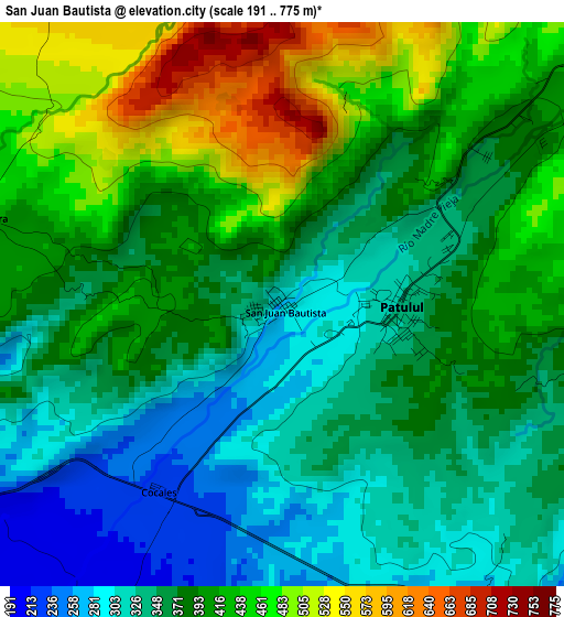 San Juan Bautista elevation map