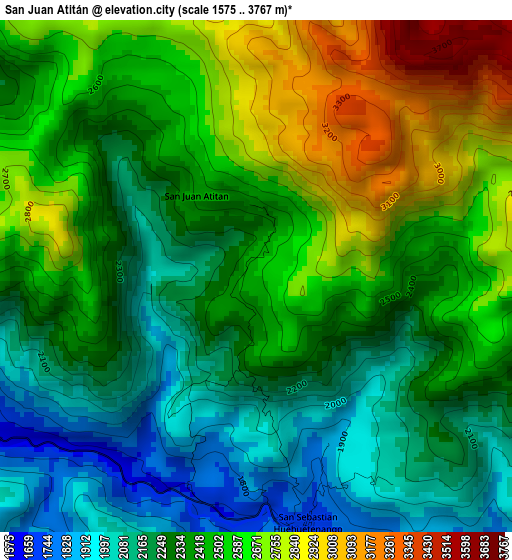 San Juan Atitán elevation map