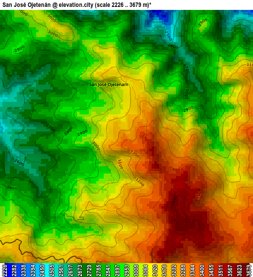 San José Ojetenán elevation map