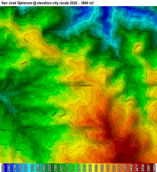 San José Ojetenam elevation map