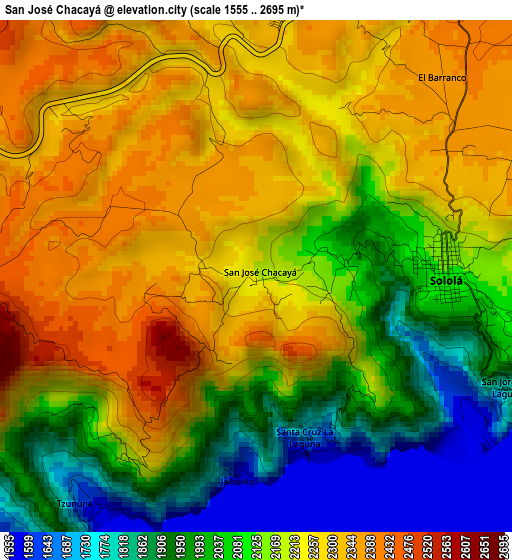 San José Chacayá elevation map