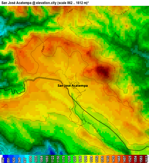 San José Acatempa elevation map