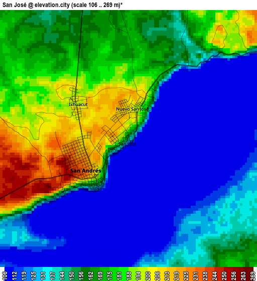 San José elevation map