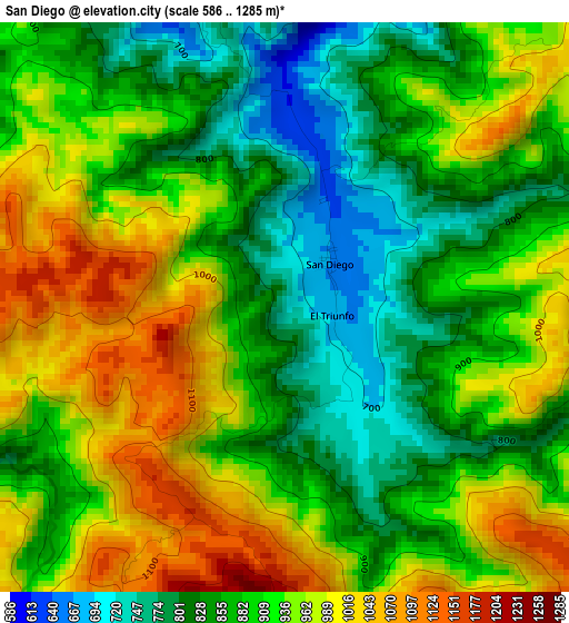 San Diego elevation map