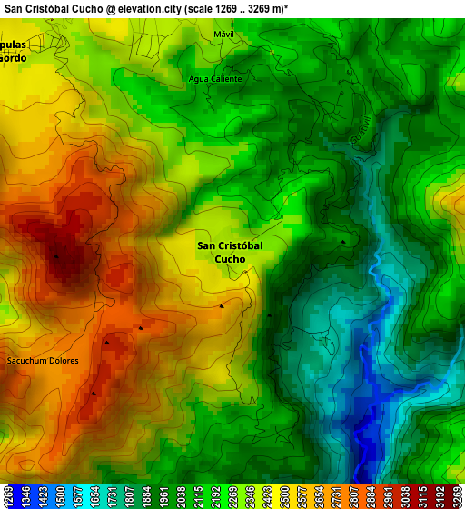 San Cristóbal Cucho elevation map