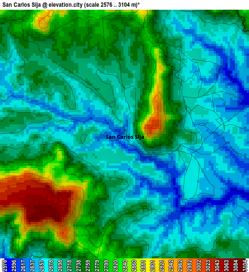 San Carlos Sija elevation map