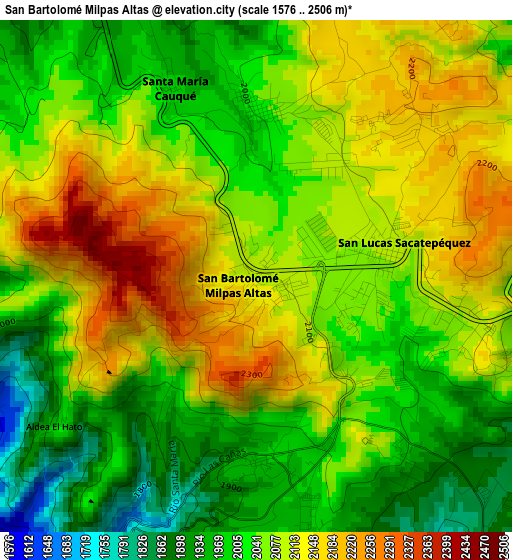 San Bartolomé Milpas Altas elevation map