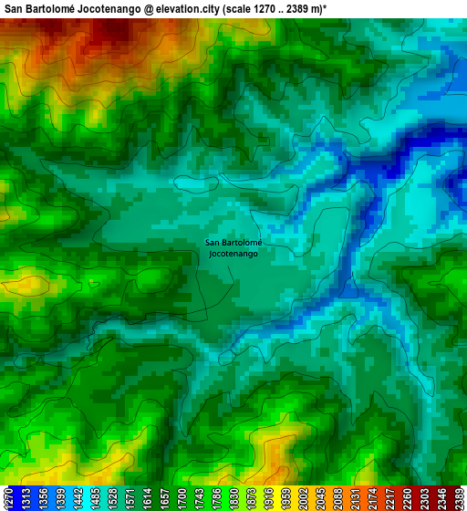 San Bartolomé Jocotenango elevation map