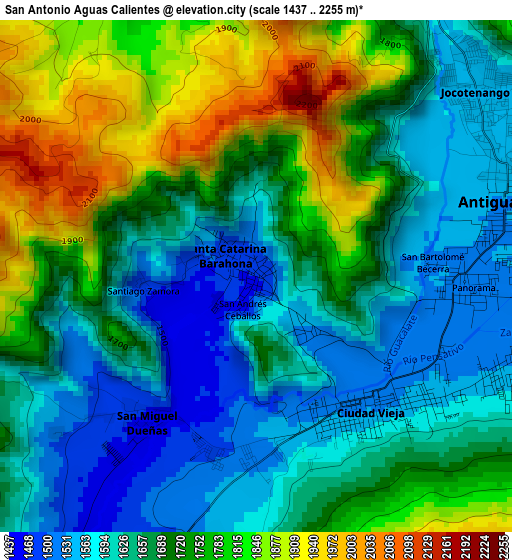 San Antonio Aguas Calientes elevation map