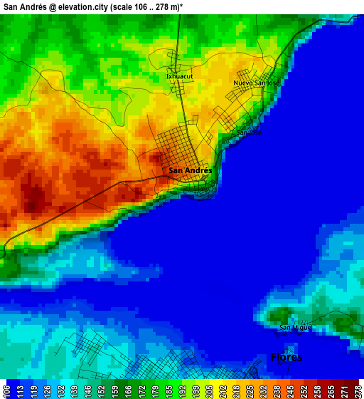 San Andrés elevation map