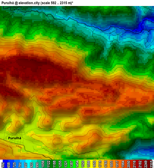 Purulhá elevation map