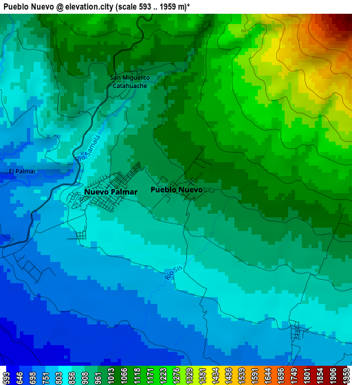 Pueblo Nuevo elevation map