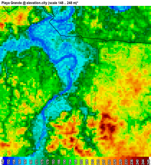 Playa Grande elevation map