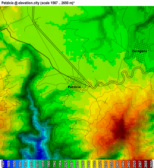 Patzicía elevation map