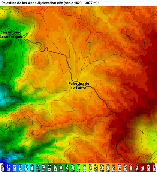Palestina de los Altos elevation map