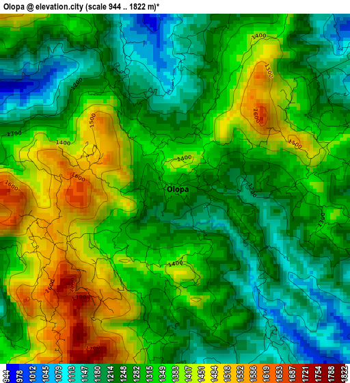 Olopa elevation map
