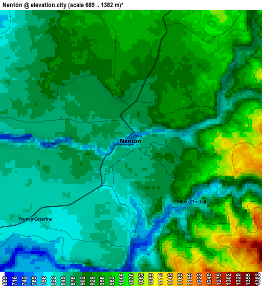 Nentón elevation map