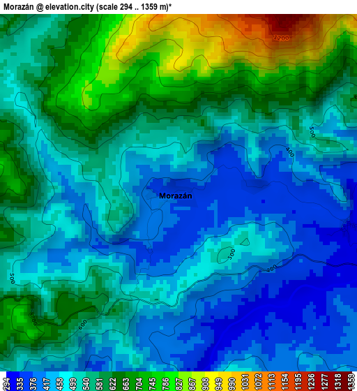 Morazán elevation map