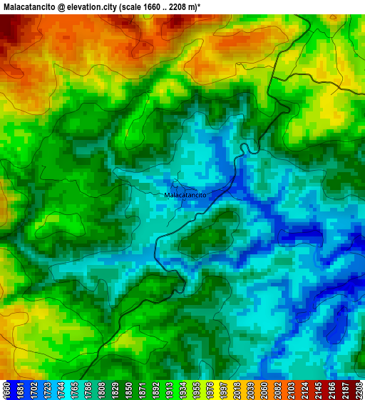 Malacatancito elevation map