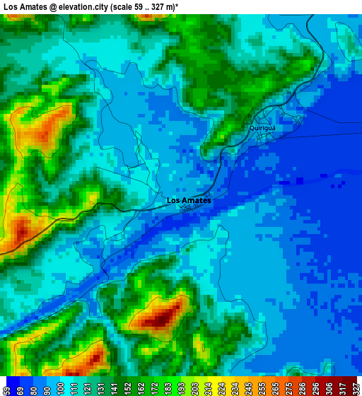 Los Amates elevation map