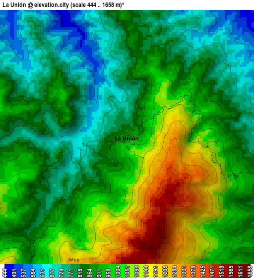 La Unión elevation map