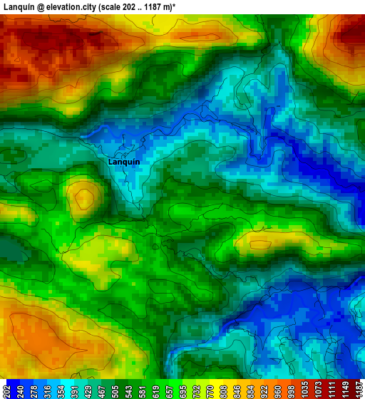 Lanquín elevation map