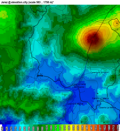 Jerez elevation map