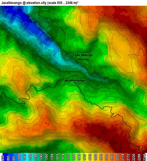 Jacaltenango elevation map