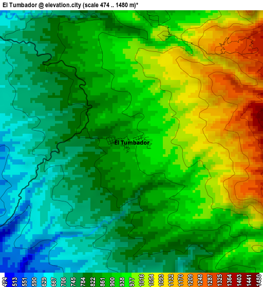 El Tumbador elevation map