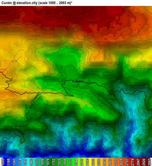 Cunén elevation map