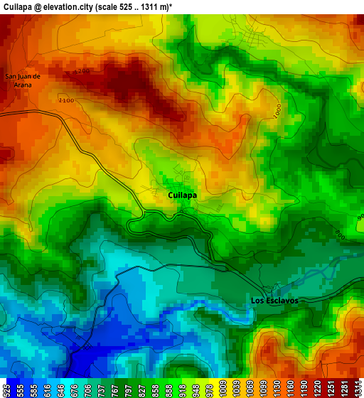 Cuilapa elevation map