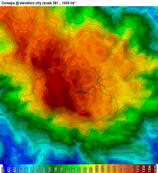 Comapa elevation map