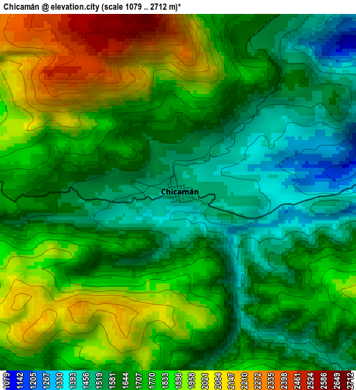 Chicamán elevation map