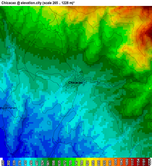 Chicacao elevation map