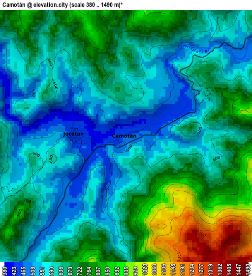 Camotán elevation map