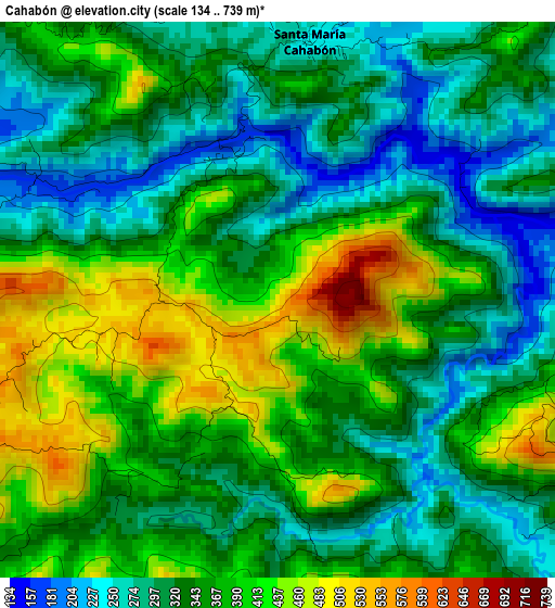 Cahabón elevation map