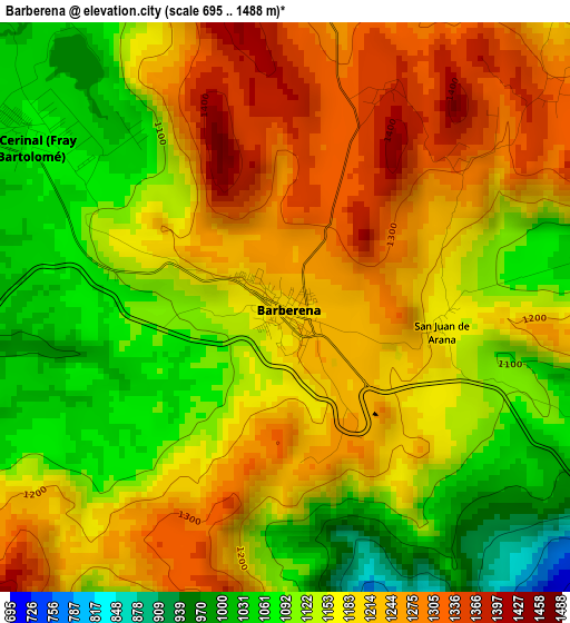 Barberena elevation map